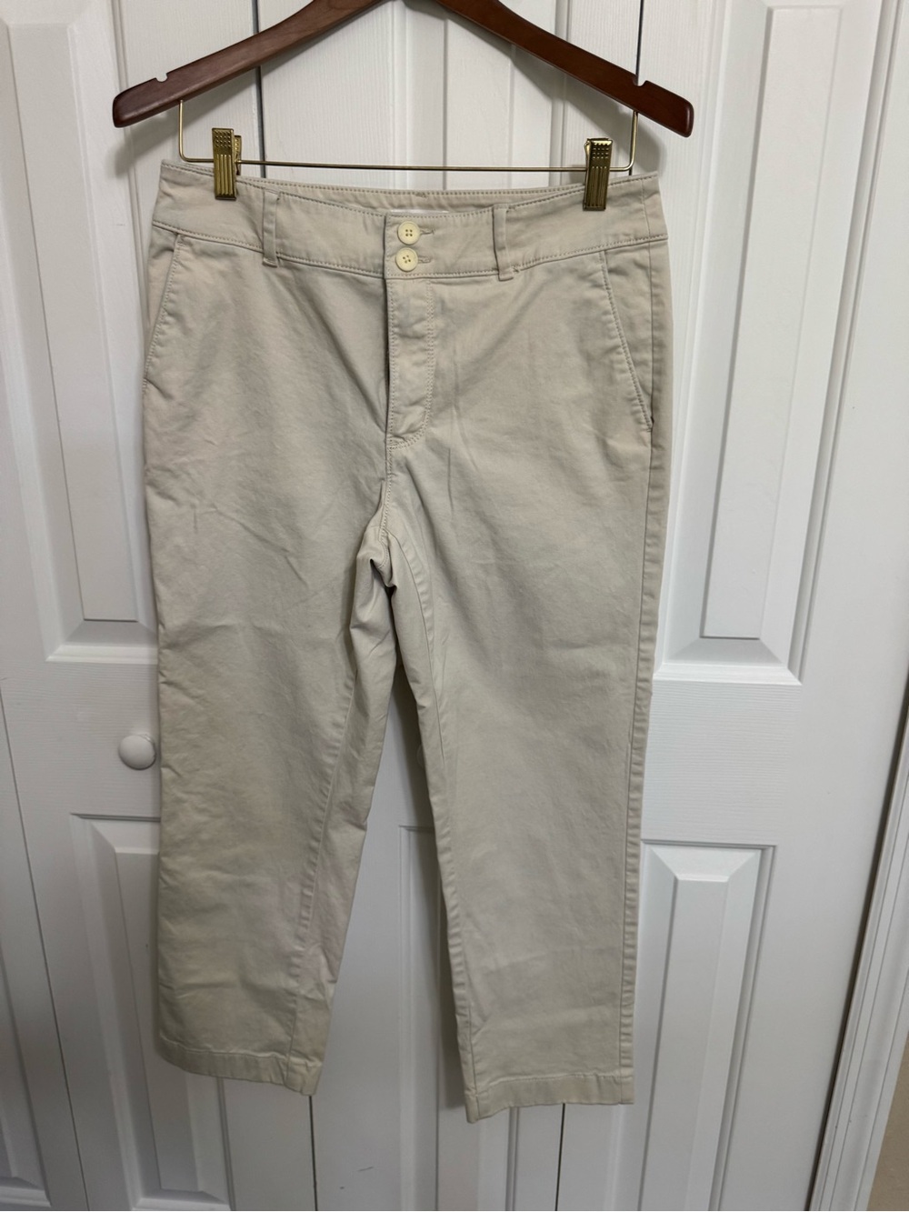 LOFT Petite Monroe Slim Straight Pants in Light Khaki